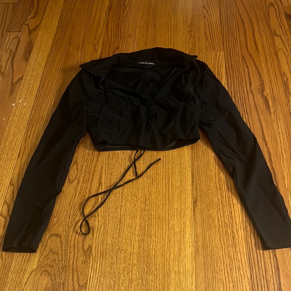 Brooklyn Karma Woman’s Black Crop Long Sleeve Size S